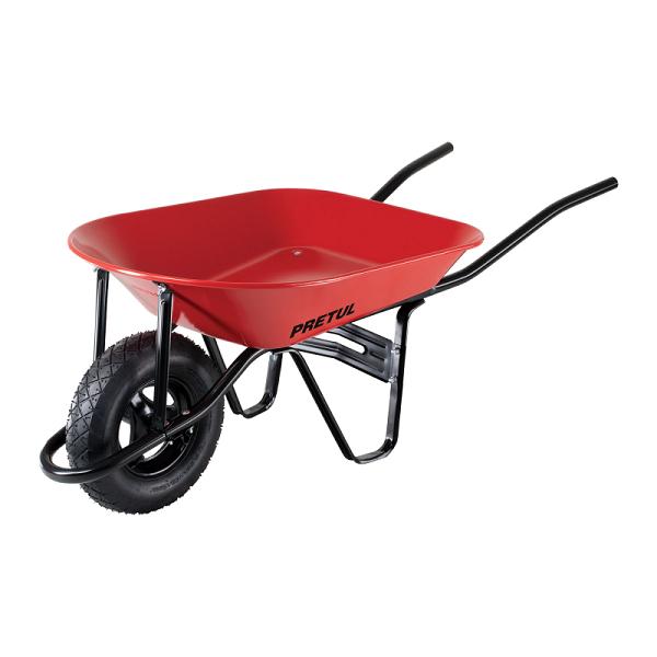 Carretilla Neumática Pretul Roja de 4 ft³ con Bastidor Tubular