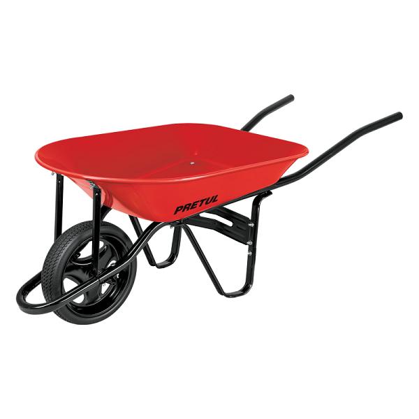 Carretilla Pretul de 4 ft³ Roja con Llanta Imponchable y Bastidor Tubular
