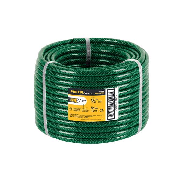 Manguera Reforzada de 1/2 Pulgada, 3 Capas (Rollo de 50 m) - Pretul