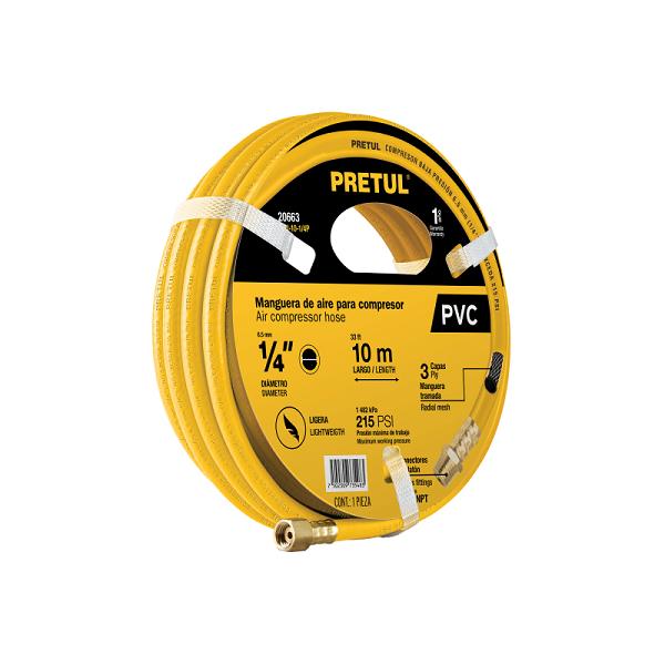 Manguera para Compresor de PVC Pretul, 10 Metros x 1/4"