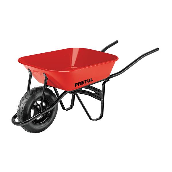 Carretilla Pretul Roja de 3.5 ft³ con Llanta Neumática y Bastidor Tubular