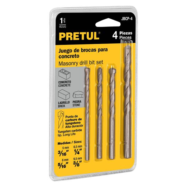Juego de Brocas para Concreto Pretul, 4 Piezas