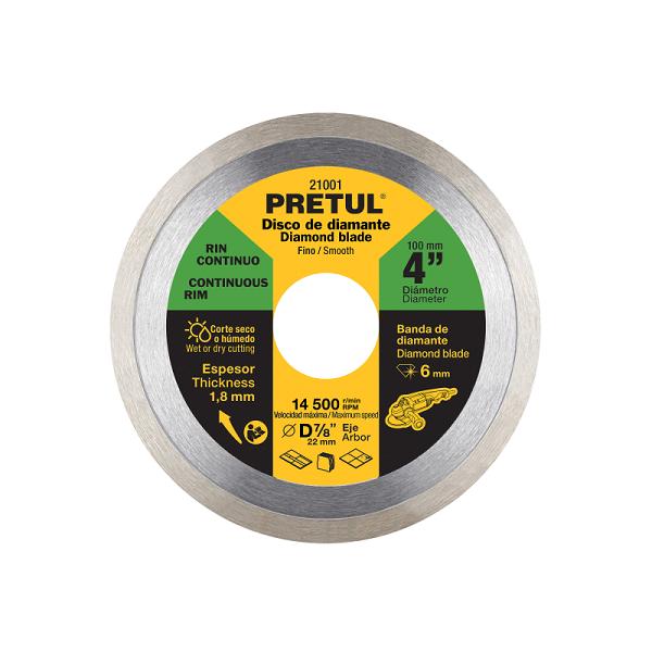 Disco de Diamante Pretul de 4 Pulgadas, Rin Continuo