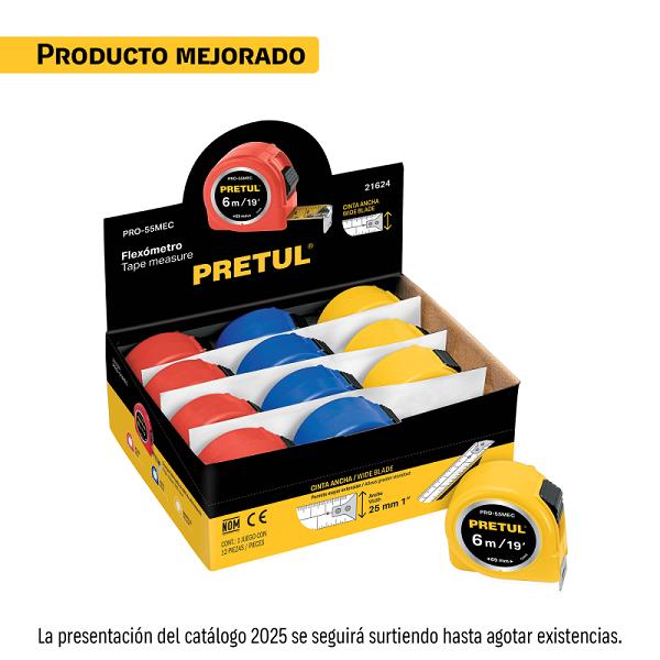 Flexómetro Pretul de 6 Metros con Cinta de 25 mm