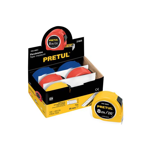Flexómetro Pretul de 8 m con Cinta de 25 mm