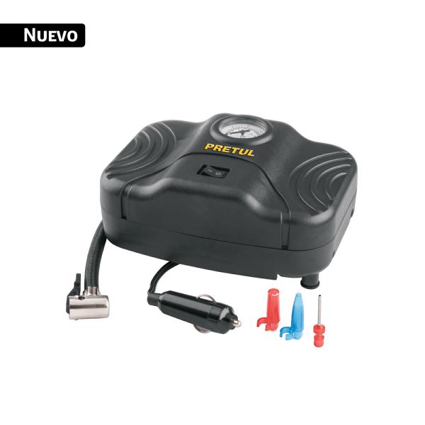 Inflador Portátil para Auto Pretul 12 V con Manómetro
