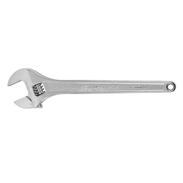 Llave ajustable perico 15 profesional cromada Truper Expert de acero con escala graduada y acabado brillante.