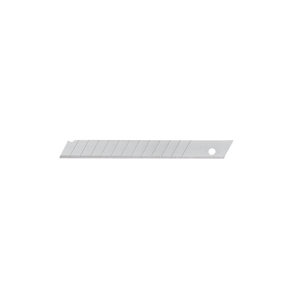 Cuchilla de acero SK2 de 9 mm para cutter EXPERT, repuesto plateado segmentado con orificio de sujeción.