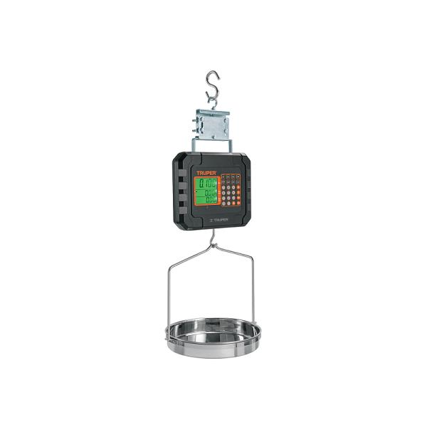 Báscula electrónica colgante, recargable, c/charola, 40 kg