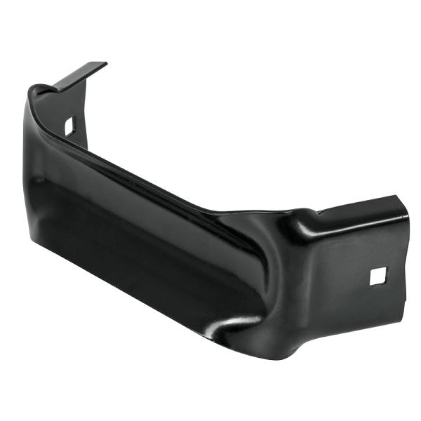 Defensa negra de acero calibre 16 para bastidores CAR-82, pieza curva con perforaciones cuadradas para montaje.