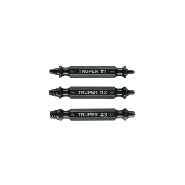 Blíster con 3 puntas extractoras de tornillos, TRUPER