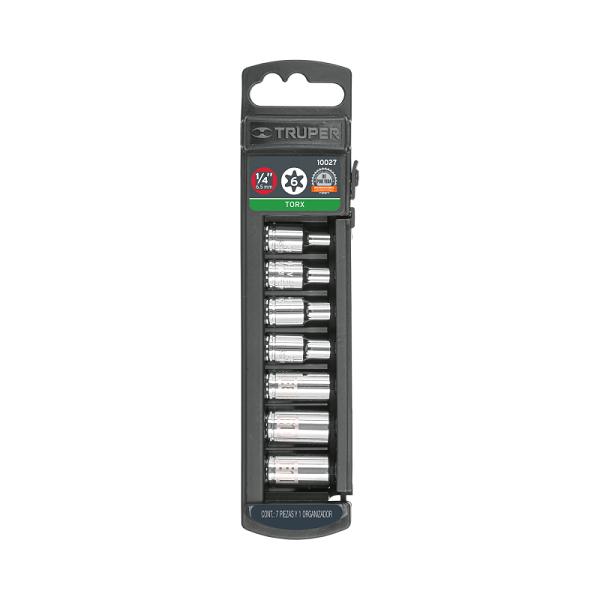 Juego de 7 dados torx cuadro 1/4', TRUPER