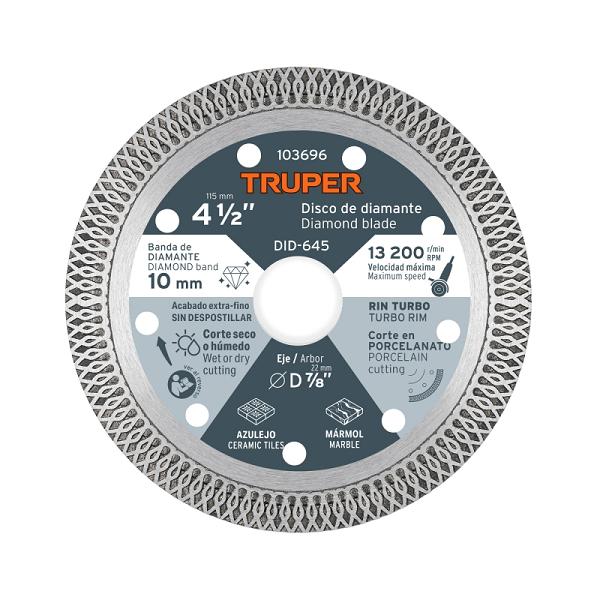 Disco de diamante 4 1/2', corte porcelanato, TRUPER